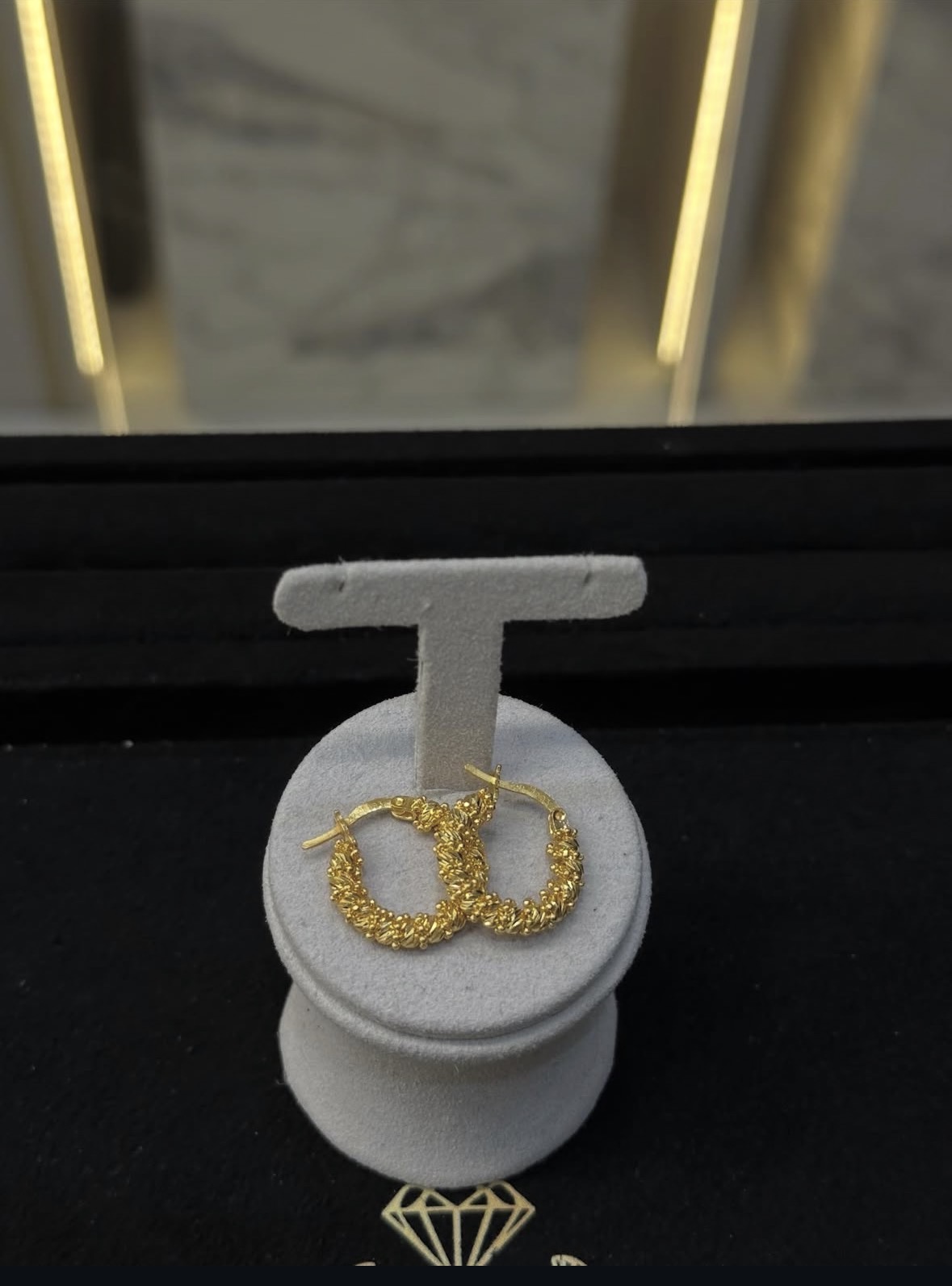 Örgü Halka 22 Ayar Altın Küpe